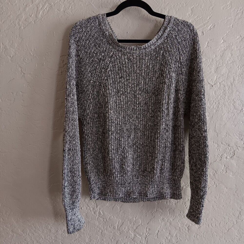 Free People Knit Heather Gray Sweater Medium Linen Cotton Minimalist casual